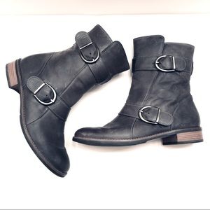 Paul Green Gray Leather Moto Boots size 8.5